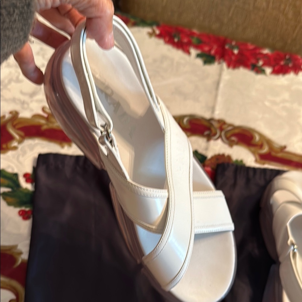 Prada Ivory Sandals with Black Dust Bags - Picture 3 of 9